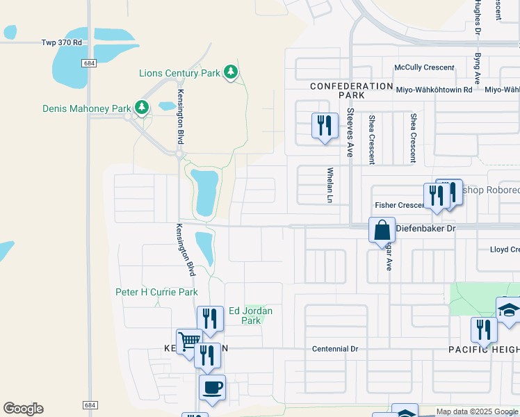map of restaurants, bars, coffee shops, grocery stores, and more near 231 McArthur Crescent in Saskatoon
