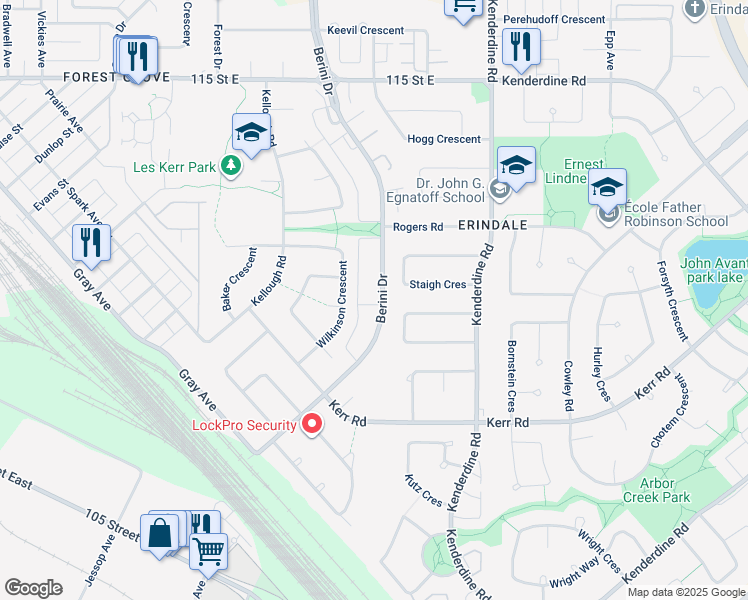 map of restaurants, bars, coffee shops, grocery stores, and more near 430 Berini Drive in Saskatoon