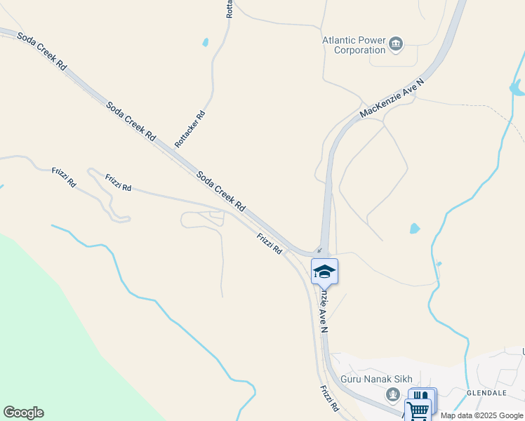 map of restaurants, bars, coffee shops, grocery stores, and more near 5000 Soda Creek Road in Williams Lake