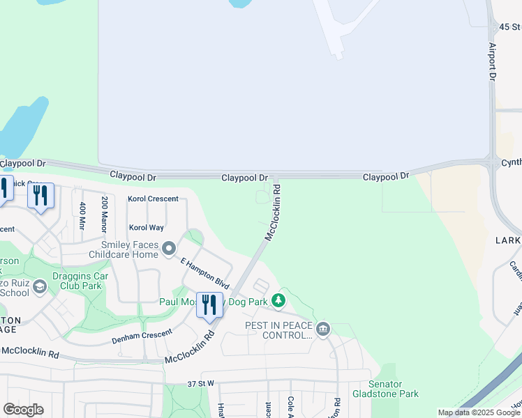 map of restaurants, bars, coffee shops, grocery stores, and more near Mcclocklin Rd in Saskatoon