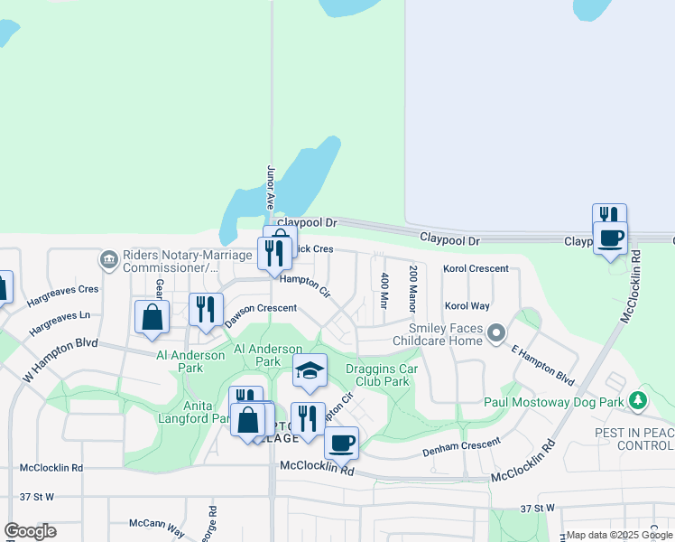 map of restaurants, bars, coffee shops, grocery stores, and more near 326 Henick Lane in Saskatoon