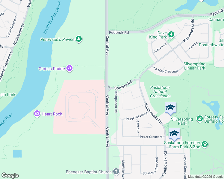 map of restaurants, bars, coffee shops, grocery stores, and more near in Saskatoon