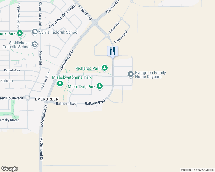 map of restaurants, bars, coffee shops, grocery stores, and more near 466 Boykowich Street in Saskatoon