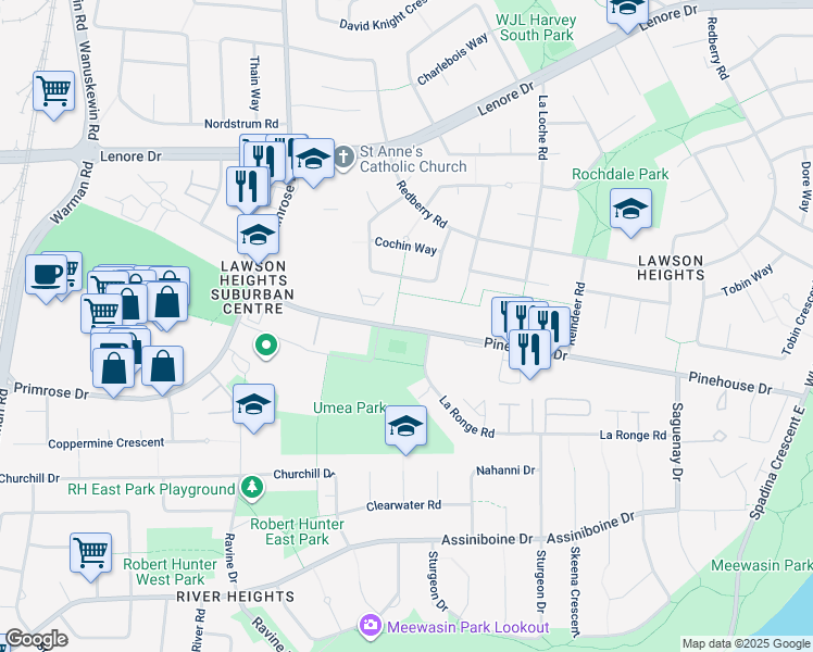 map of restaurants, bars, coffee shops, grocery stores, and more near in Saskatoon