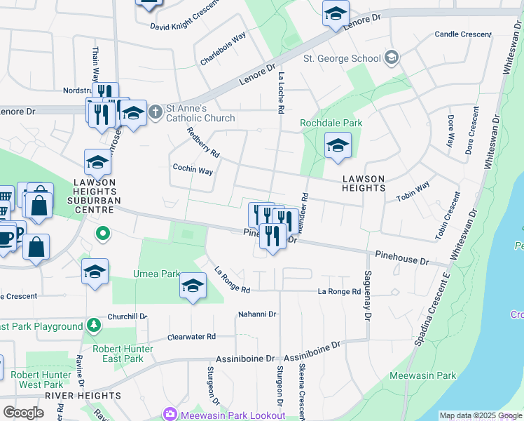 map of restaurants, bars, coffee shops, grocery stores, and more near 319 Turtle Crescent in Saskatoon