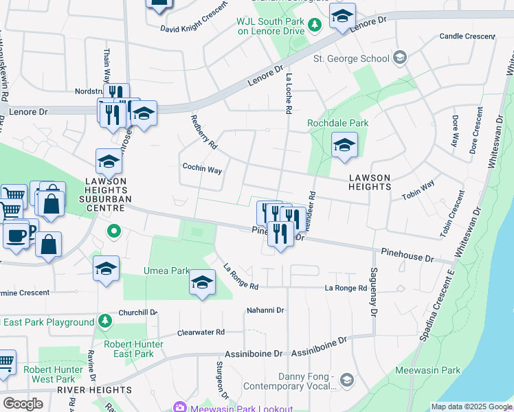 map of restaurants, bars, coffee shops, grocery stores, and more near 319 Turtle Crescent in Saskatoon
