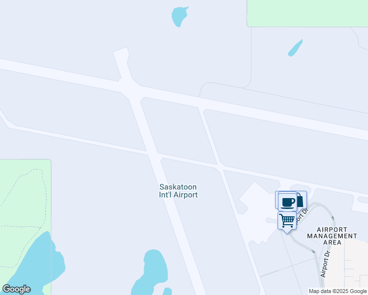 map of restaurants, bars, coffee shops, grocery stores, and more near 2625 Airport Drive in Saskatoon