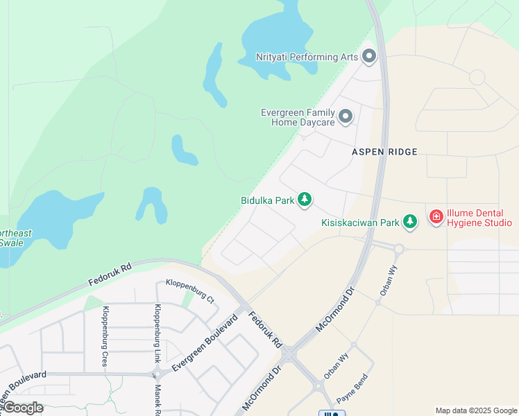 map of restaurants, bars, coffee shops, grocery stores, and more near 646 Fast Way in Saskatoon