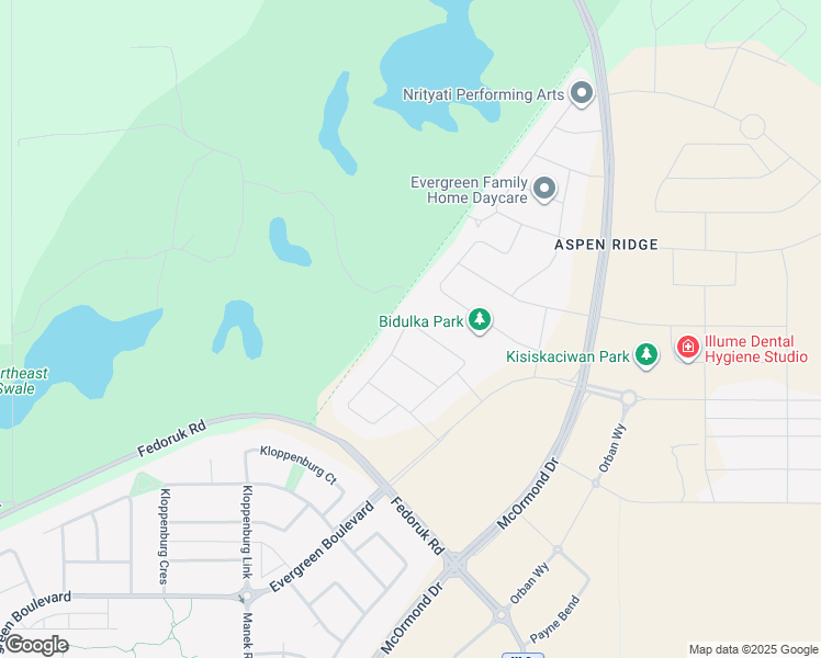 map of restaurants, bars, coffee shops, grocery stores, and more near 646 Fast Way in Saskatoon