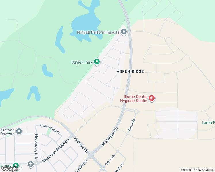 map of restaurants, bars, coffee shops, grocery stores, and more near Bolstad Way in Saskatoon