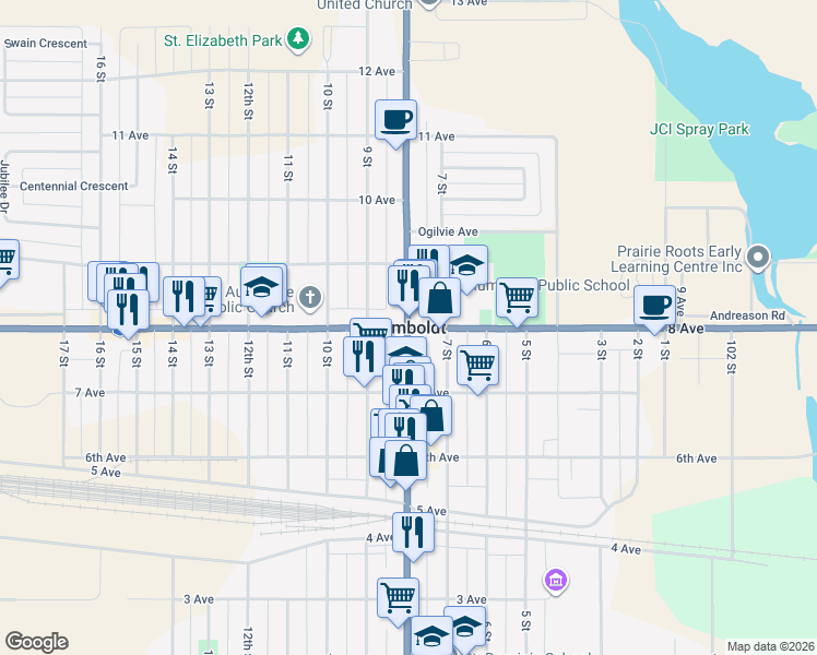 map of restaurants, bars, coffee shops, grocery stores, and more near in Humboldt