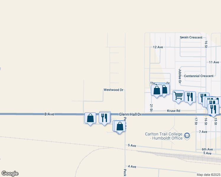 map of restaurants, bars, coffee shops, grocery stores, and more near Aspen Place in Humboldt