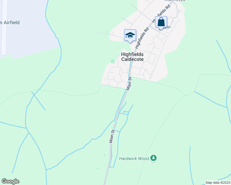 map of restaurants, bars, coffee shops, grocery stores, and more near in Highfields Caldecote