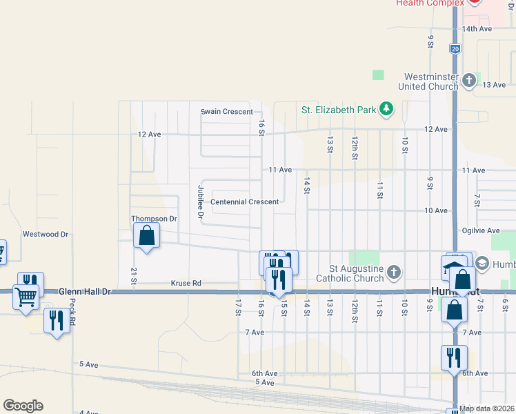 map of restaurants, bars, coffee shops, grocery stores, and more near 909 16 Street in Humboldt