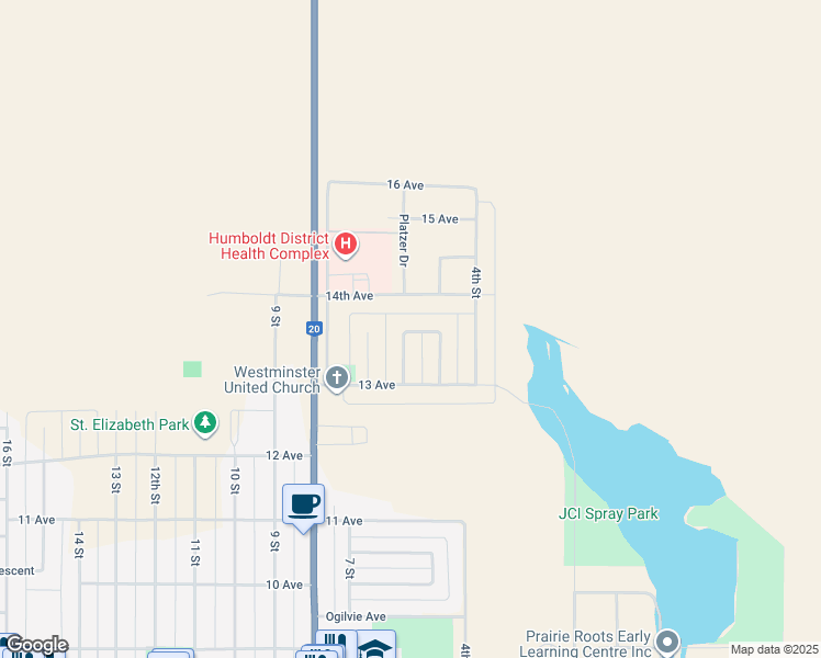 map of restaurants, bars, coffee shops, grocery stores, and more near Heidgerken Crescent in Humboldt