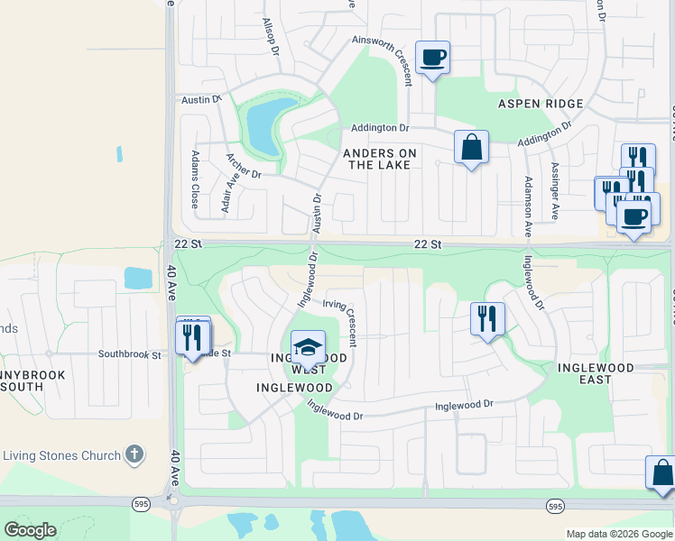 map of restaurants, bars, coffee shops, grocery stores, and more near in Red Deer