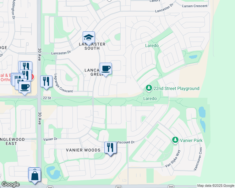 map of restaurants, bars, coffee shops, grocery stores, and more near in Red Deer