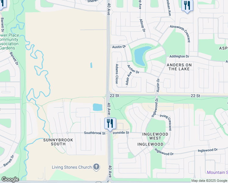 map of restaurants, bars, coffee shops, grocery stores, and more near 2111 22 Street in Red Deer