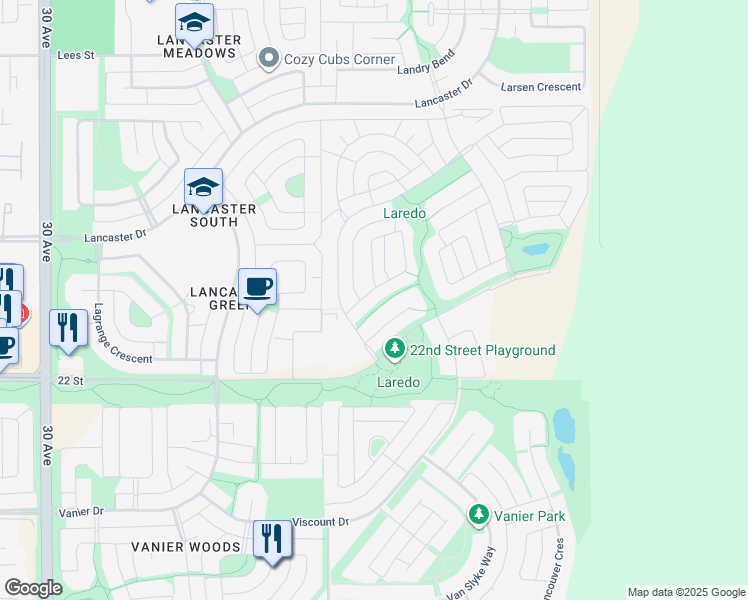 map of restaurants, bars, coffee shops, grocery stores, and more near 6 Lowden Close in Red Deer