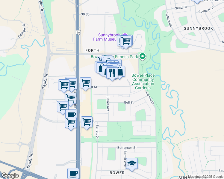 map of restaurants, bars, coffee shops, grocery stores, and more near 35 Bennett Street in Red Deer
