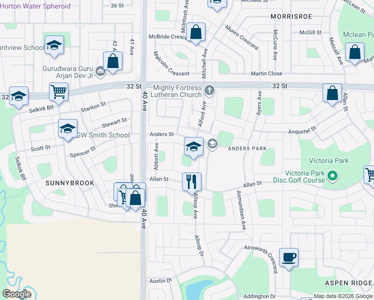 map of restaurants, bars, coffee shops, grocery stores, and more near 19 Addinell Close in Red Deer