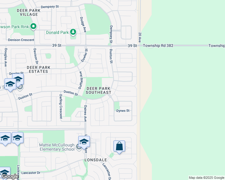 map of restaurants, bars, coffee shops, grocery stores, and more near 259 Duston Street in Red Deer