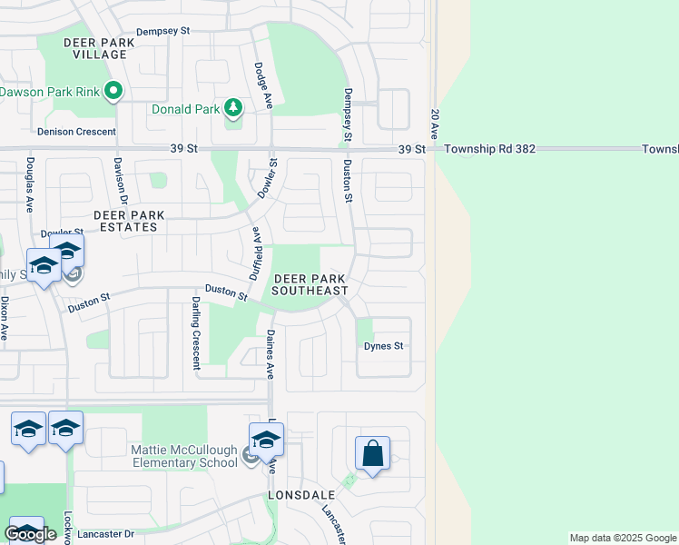 map of restaurants, bars, coffee shops, grocery stores, and more near 259 Duston Street in Red Deer