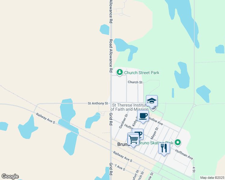 map of restaurants, bars, coffee shops, grocery stores, and more near 729 Grid Road in Bruno