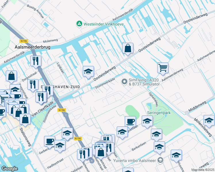 map of restaurants, bars, coffee shops, grocery stores, and more near 64 Stommeerkade in Aalsmeer