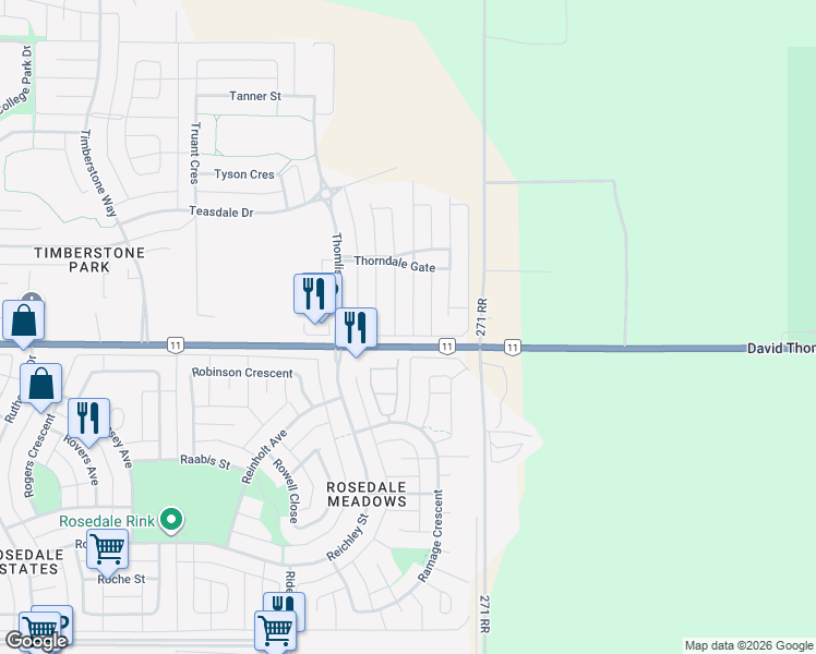map of restaurants, bars, coffee shops, grocery stores, and more near 5 Trebble Close in Red Deer