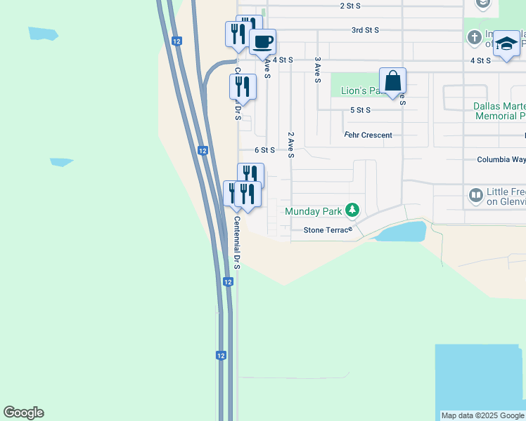 map of restaurants, bars, coffee shops, grocery stores, and more near 100 Chaparral Boulevard in Martensville