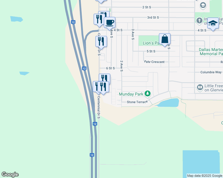 map of restaurants, bars, coffee shops, grocery stores, and more near 116 Chaparral Boulevard in Martensville