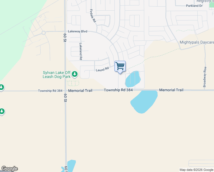 map of restaurants, bars, coffee shops, grocery stores, and more near 100 Lakeway Boulevard in Sylvan Lake
