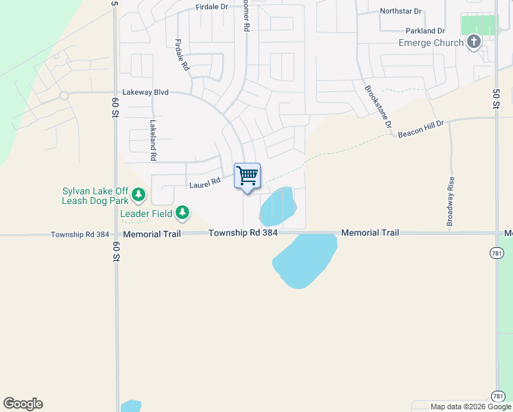 map of restaurants, bars, coffee shops, grocery stores, and more near 50 Lucky Place in Sylvan Lake