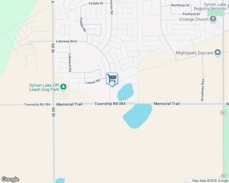 map of restaurants, bars, coffee shops, grocery stores, and more near 50 Lucky Place in Sylvan Lake