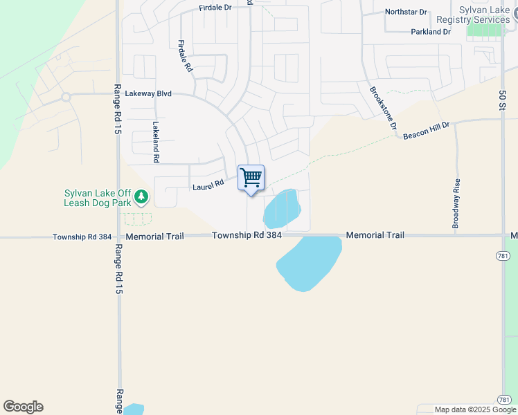map of restaurants, bars, coffee shops, grocery stores, and more near 50 Lucky Place in Sylvan Lake