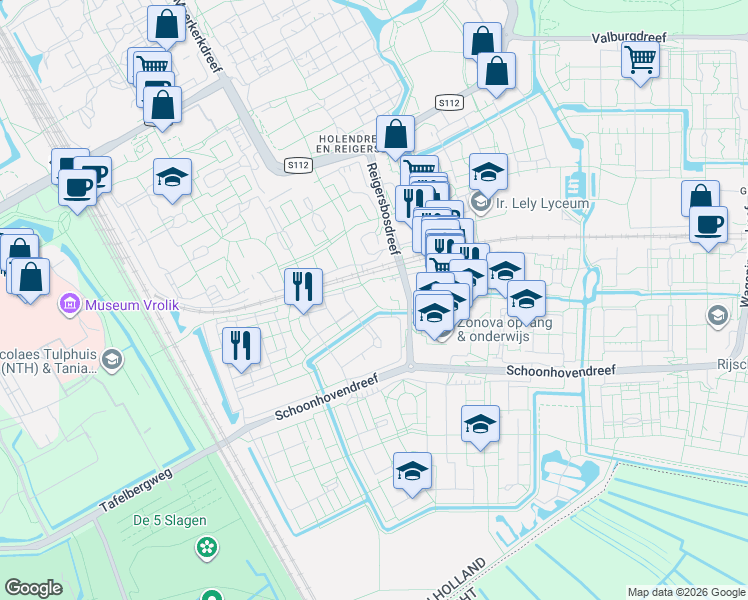 map of restaurants, bars, coffee shops, grocery stores, and more near in Amsterdam