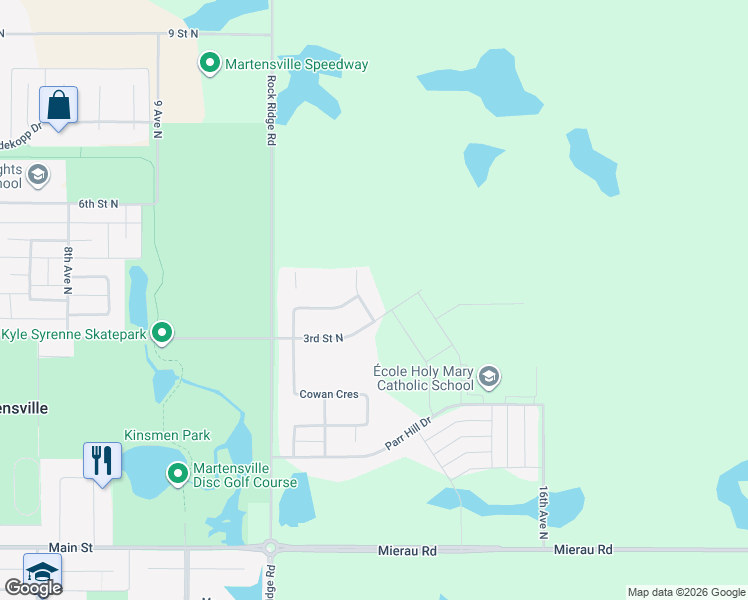 map of restaurants, bars, coffee shops, grocery stores, and more near 334 Bassett Road in Martensville