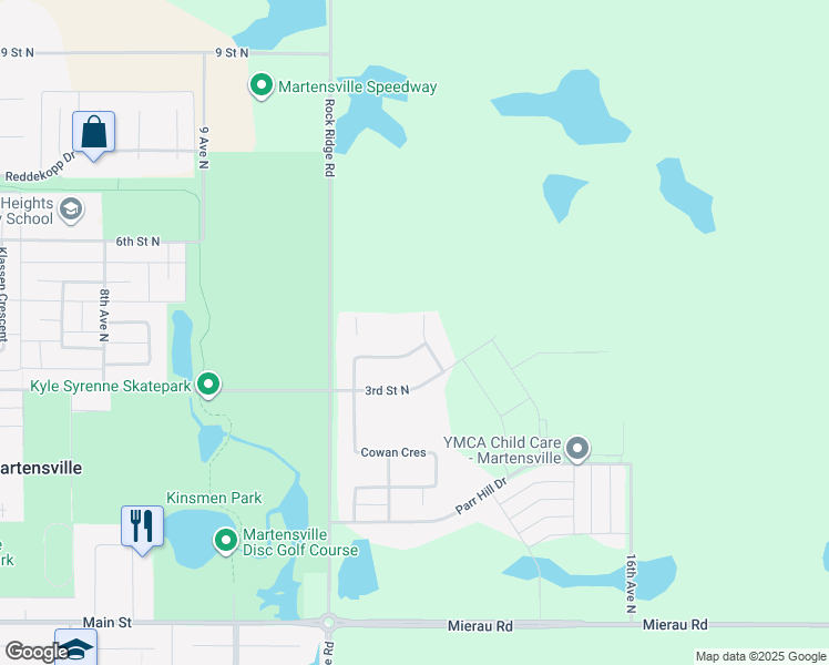 map of restaurants, bars, coffee shops, grocery stores, and more near 334 Bassett Road in Martensville