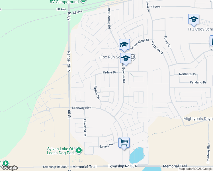 map of restaurants, bars, coffee shops, grocery stores, and more near 9 Filbert Close in Sylvan Lake