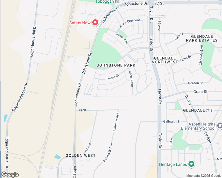 map of restaurants, bars, coffee shops, grocery stores, and more near Johns Street in Red Deer