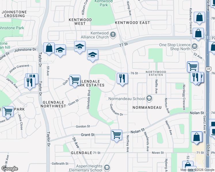 map of restaurants, bars, coffee shops, grocery stores, and more near 11 Gregson Crescent in Red Deer
