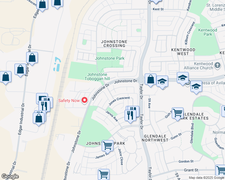 map of restaurants, bars, coffee shops, grocery stores, and more near 724-31 Jamieson Avenue in Red Deer