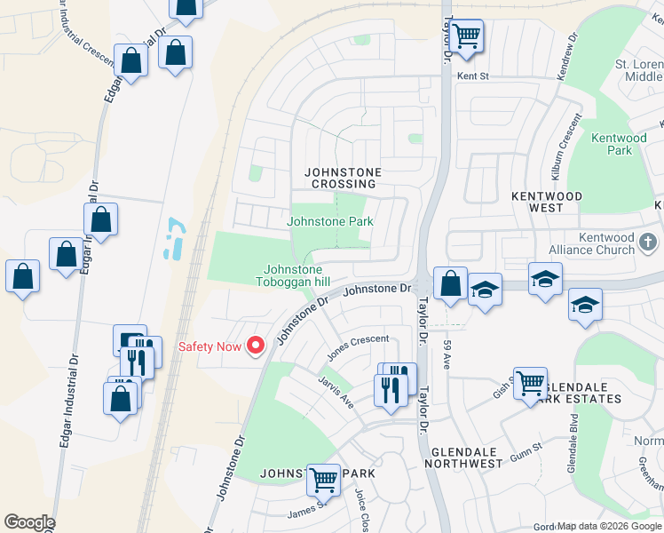 map of restaurants, bars, coffee shops, grocery stores, and more near 13 Jennings Crescent in Red Deer