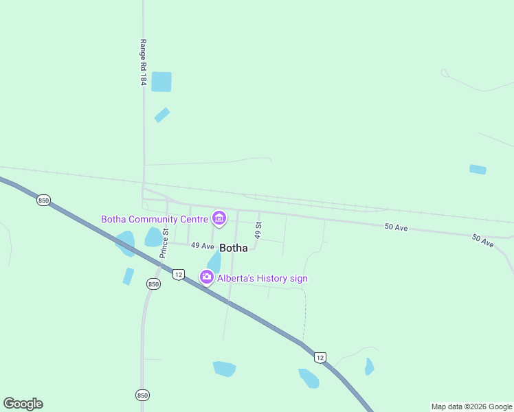 map of restaurants, bars, coffee shops, grocery stores, and more near 4801 Railway Avenue in Botha