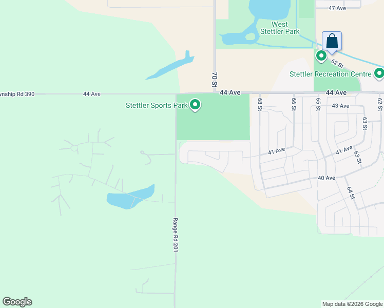 map of restaurants, bars, coffee shops, grocery stores, and more near 4007 Mimosa Way in Stettler