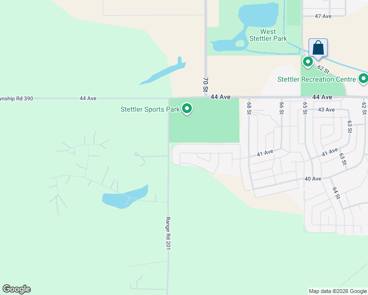 map of restaurants, bars, coffee shops, grocery stores, and more near 6926 Meadowview Drive in Stettler