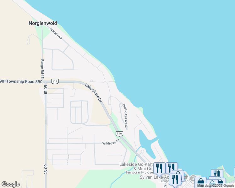 map of restaurants, bars, coffee shops, grocery stores, and more near 31 Rustic Crescent in Norglenwold