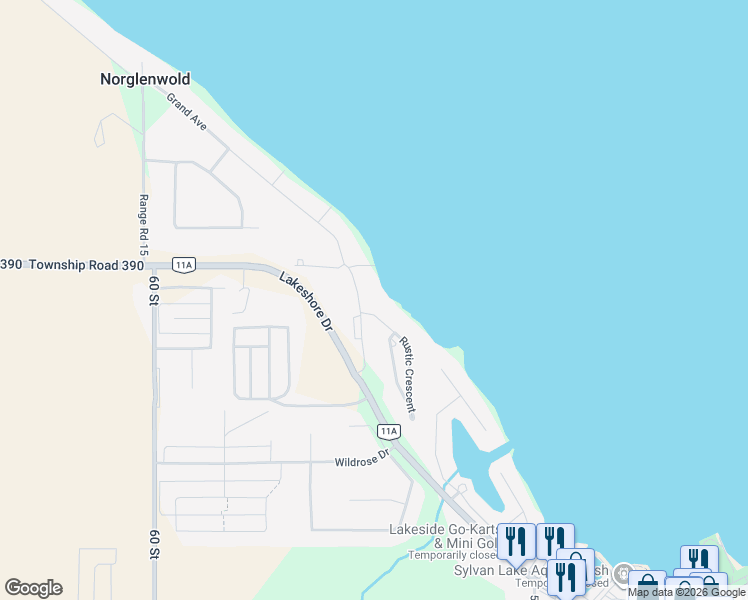 map of restaurants, bars, coffee shops, grocery stores, and more near 31 Rustic Crescent in Norglenwold