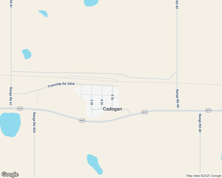 map of restaurants, bars, coffee shops, grocery stores, and more near Township Road 390A in Cadogan